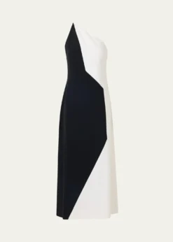 AkrisHigh Plains Patchwork Crepe One-Shoulder Midi Dress