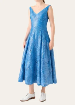 AkrisLacquered Sea Faille Sleeveless Midi Dress