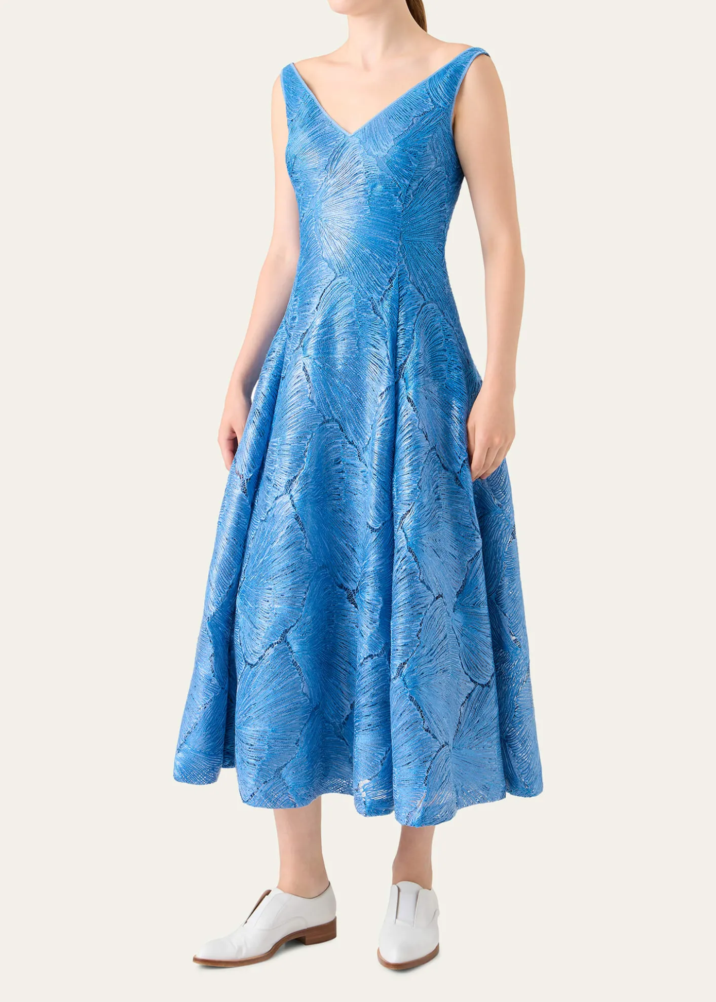 AkrisLacquered Sea Faille Sleeveless Midi Dress