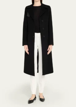 AkrisLeather Collar Cashmere Coat