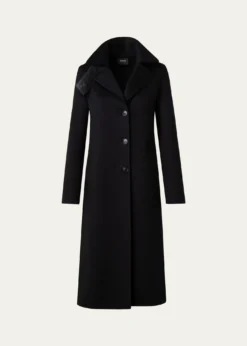 AkrisLeather Collar Cashmere Coat