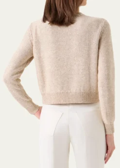 AkrisLinen-Cotton Micro Sequin Knit Cardigan Sweater