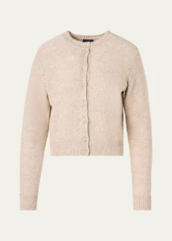 AkrisLinen-Cotton Micro Sequin Knit Cardigan Sweater