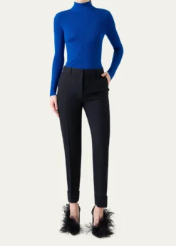 AkrisMaxima Wool Stretch Flannel Skinny-Leg Ankle Pants