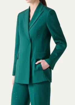 AkrisNadine Swarovski Stars Double-Breasted Silk Crepe Jacket