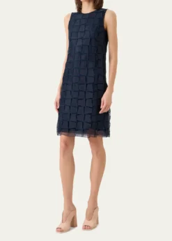 AkrisOrganza Trapezoid Embroidered Sheath Dress