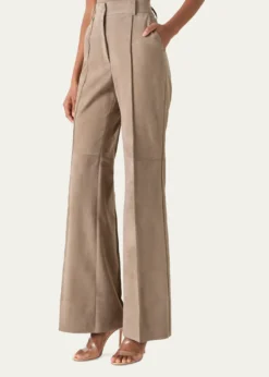 AkrisPintuck Suede Wide-Leg Trousers