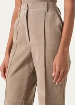 AkrisPintuck Suede Wide-Leg Trousers