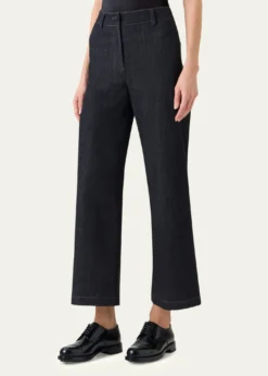 Akris puntoCaia High-Stretch Denim Straight-Leg Crop Pants
