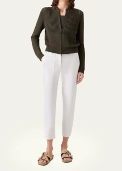 Akris puntoChunky Cotton Mesh Zip Bomber Cardigan