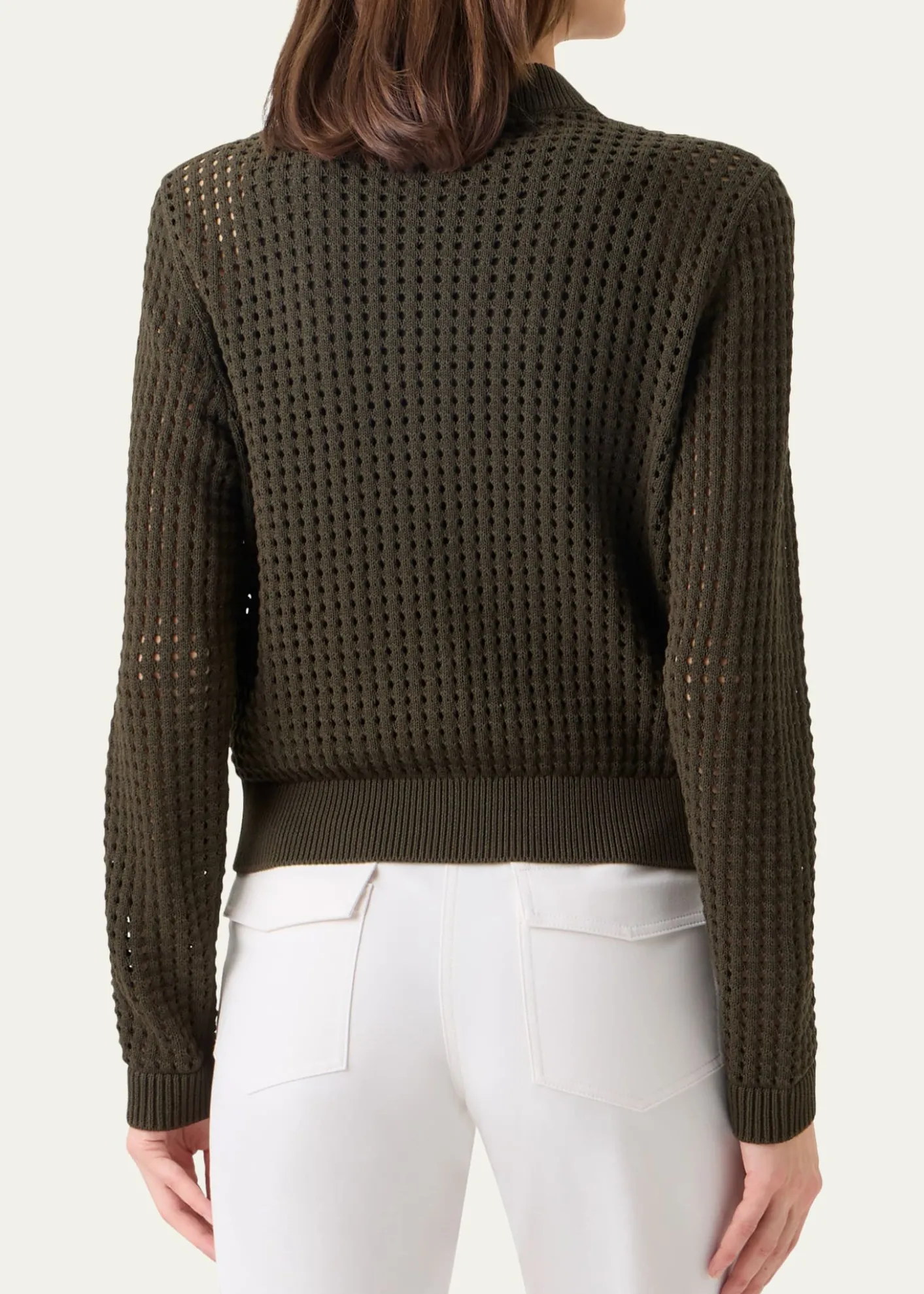 Akris puntoChunky Cotton Mesh Zip Bomber Cardigan