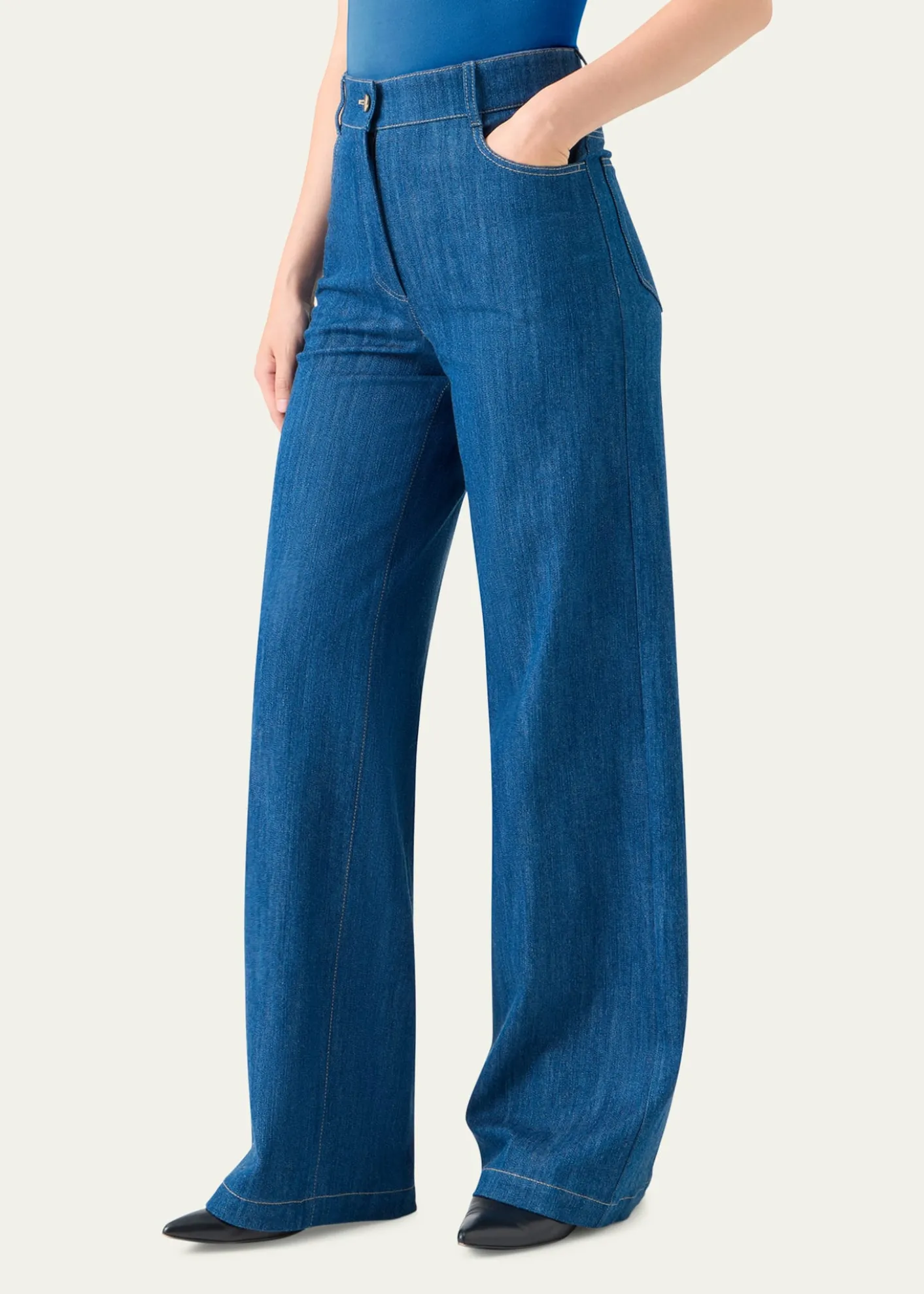 Akris puntoCooper Stretch Denim Wide-Leg Pants