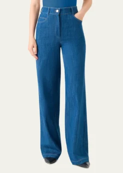 Akris puntoCooper Stretch Denim Wide-Leg Pants
