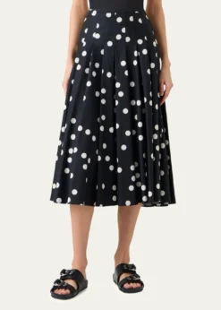 Akris puntoCotton Polka Dot Midi Skirt