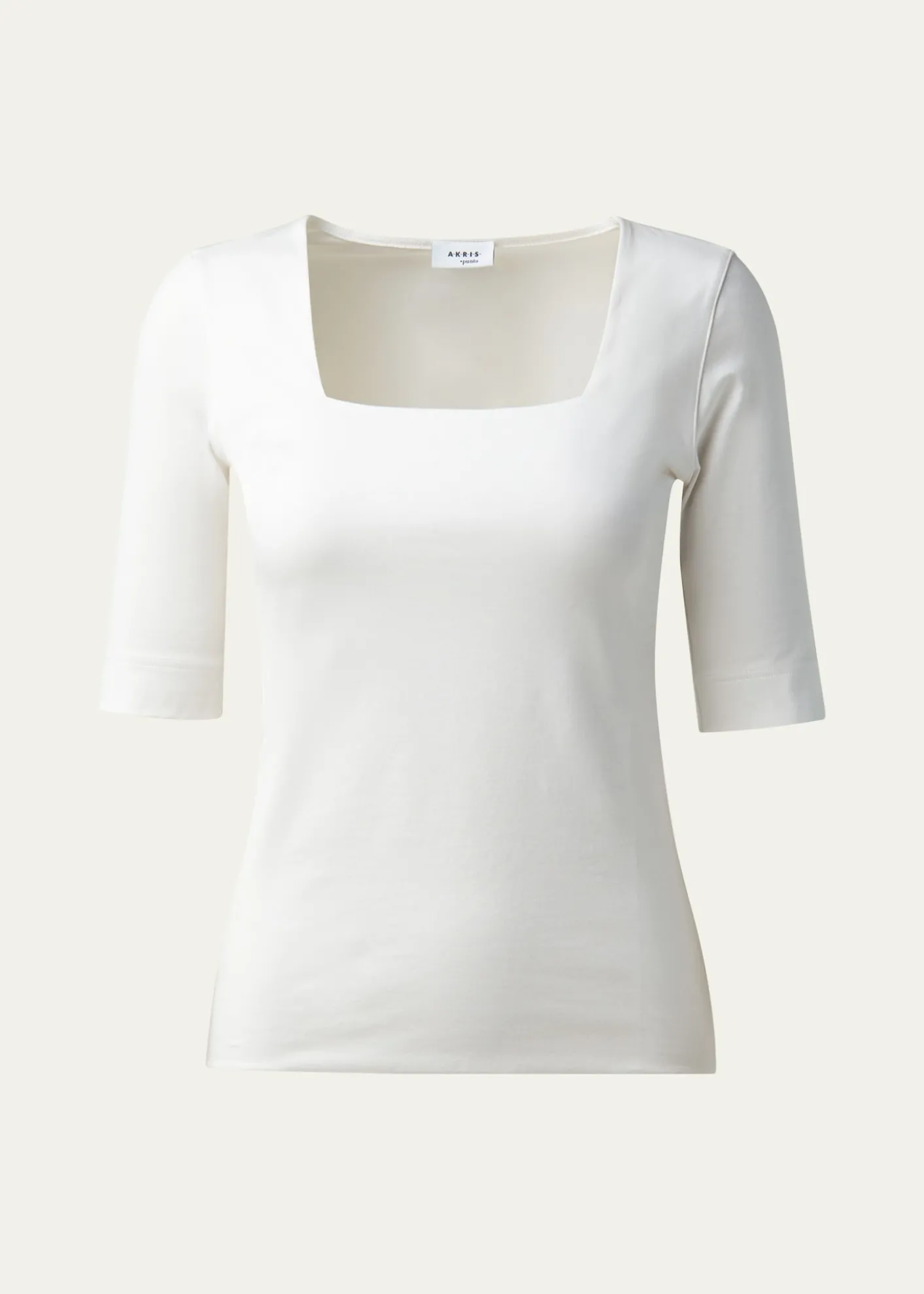 Akris puntoCotton 1/2-Sleeve Square-Neck Tee