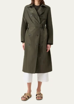 Akris puntoDouble-Breasted Crinkled Parachute Taffeta Belted Trench Coat