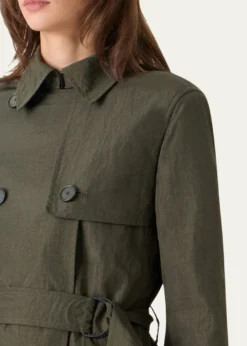 Akris puntoDouble-Breasted Crinkled Parachute Taffeta Belted Trench Coat