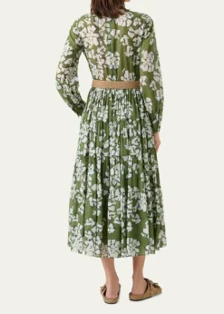 Akris puntoFloral Cotton Muslin Tiered Midi Shirtdress