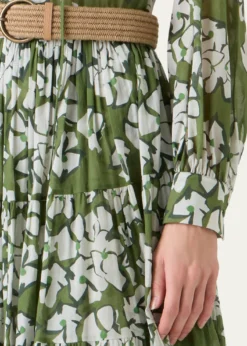 Akris puntoFloral Cotton Muslin Tiered Midi Shirtdress