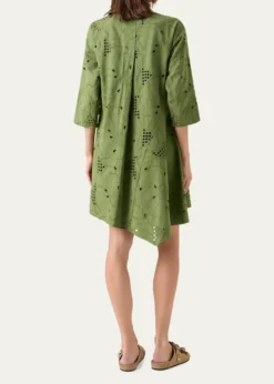 Akris puntoFloral Eyelet Embroidered Asymmetric Mini Shirtdress