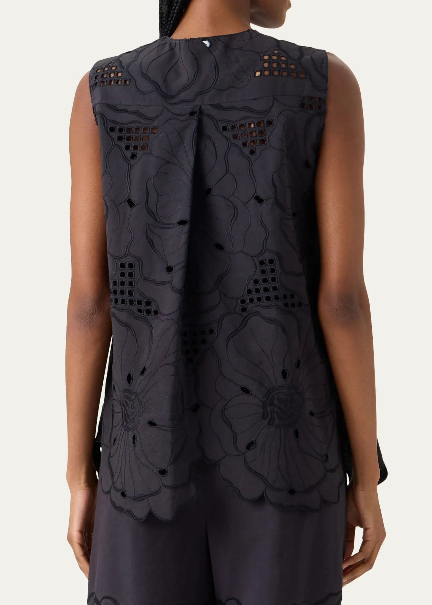 Akris puntoFlower Eyelet Embroidered Cotton Poplin Tunic Blouse