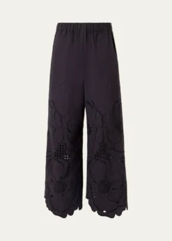 Akris puntoFrey Flower Eyelet Pants in Cotton Poplin