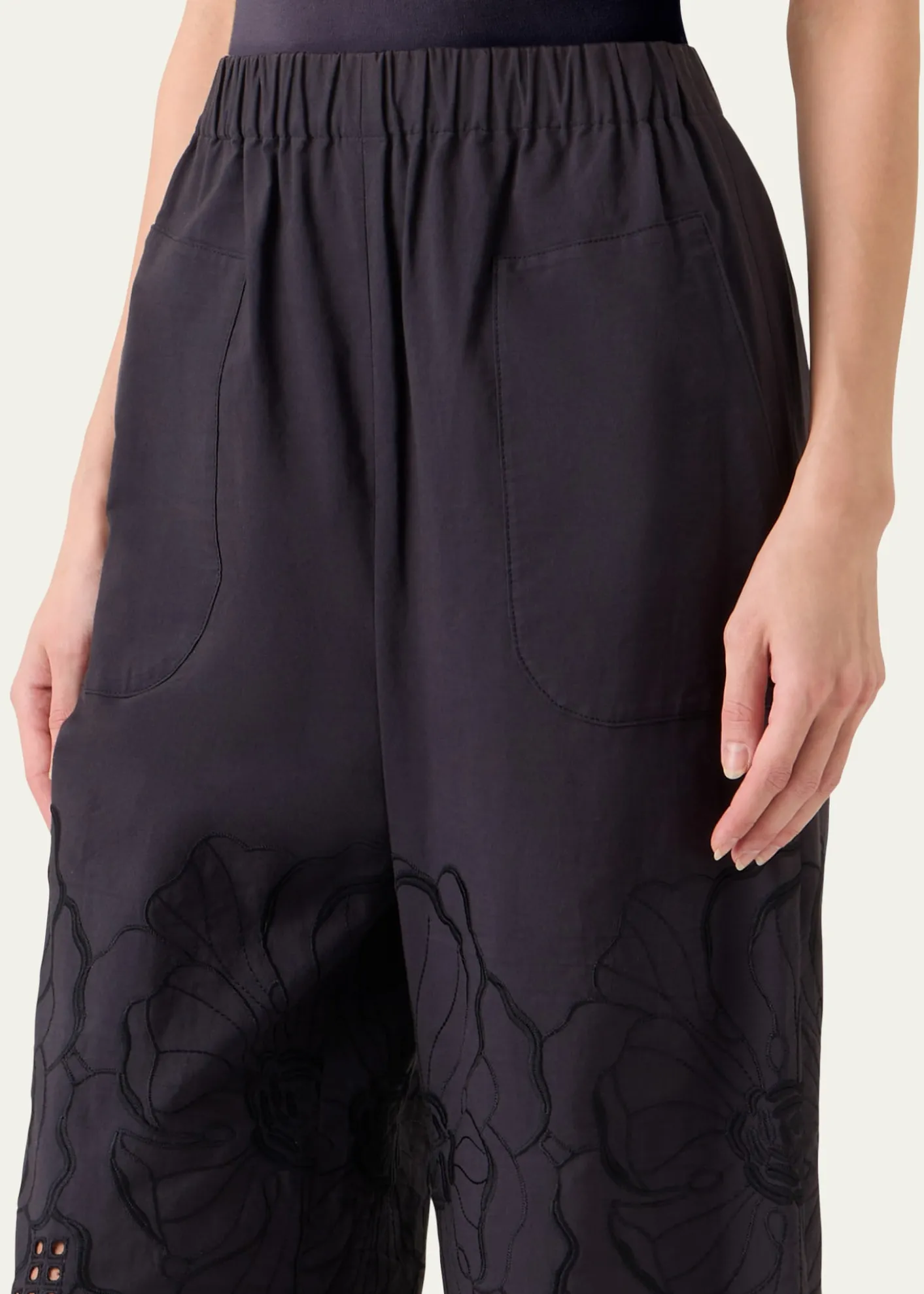 Akris puntoFrey Flower Eyelet Pants in Cotton Poplin