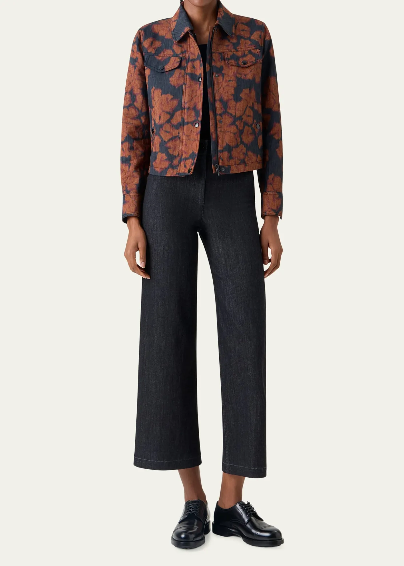 Akris puntoIkat Flower Motorbike Jacket in Cotton Canvas