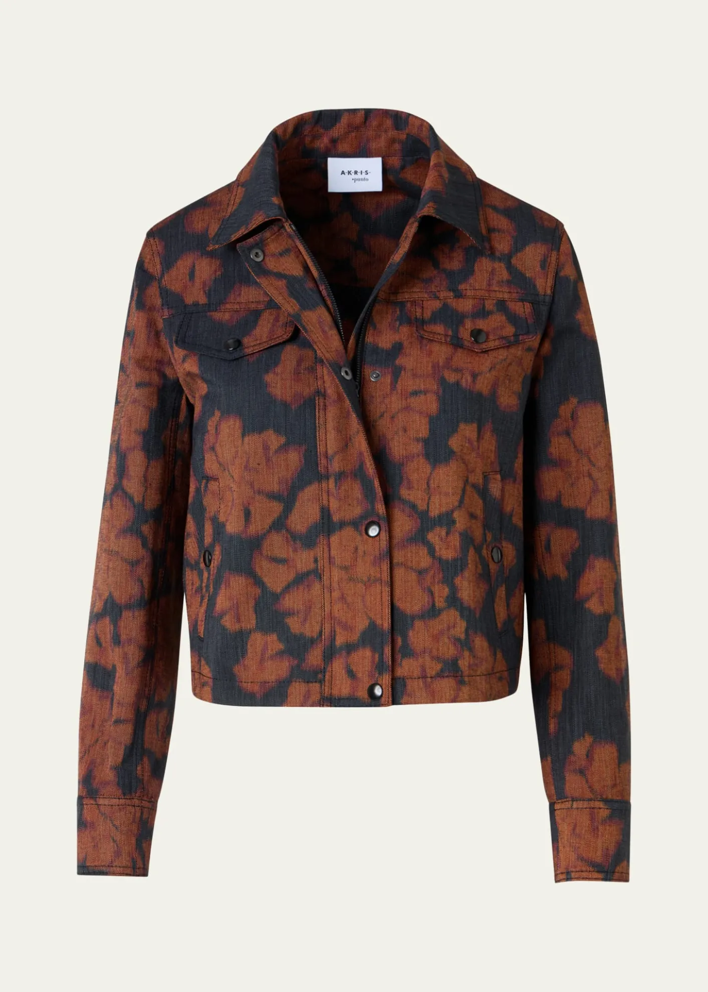 Akris puntoIkat Flower Motorbike Jacket in Cotton Canvas