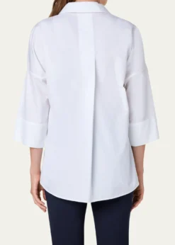 Akris puntoKimono-Sleeve Split-Neck Blouse