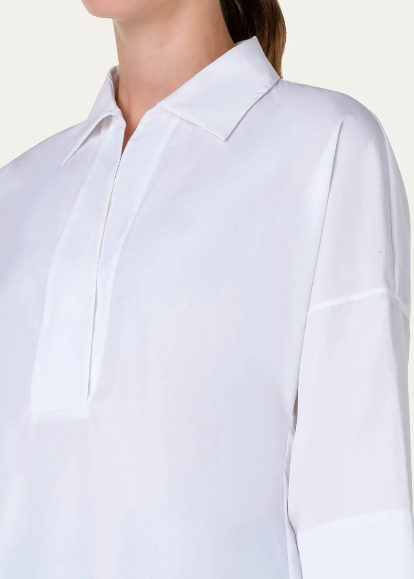 Akris puntoKimono-Sleeve Split-Neck Blouse