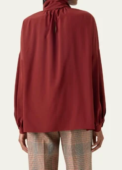Akris puntoMock-Neck Bow Tie Silk Crepe De Chine Blouse