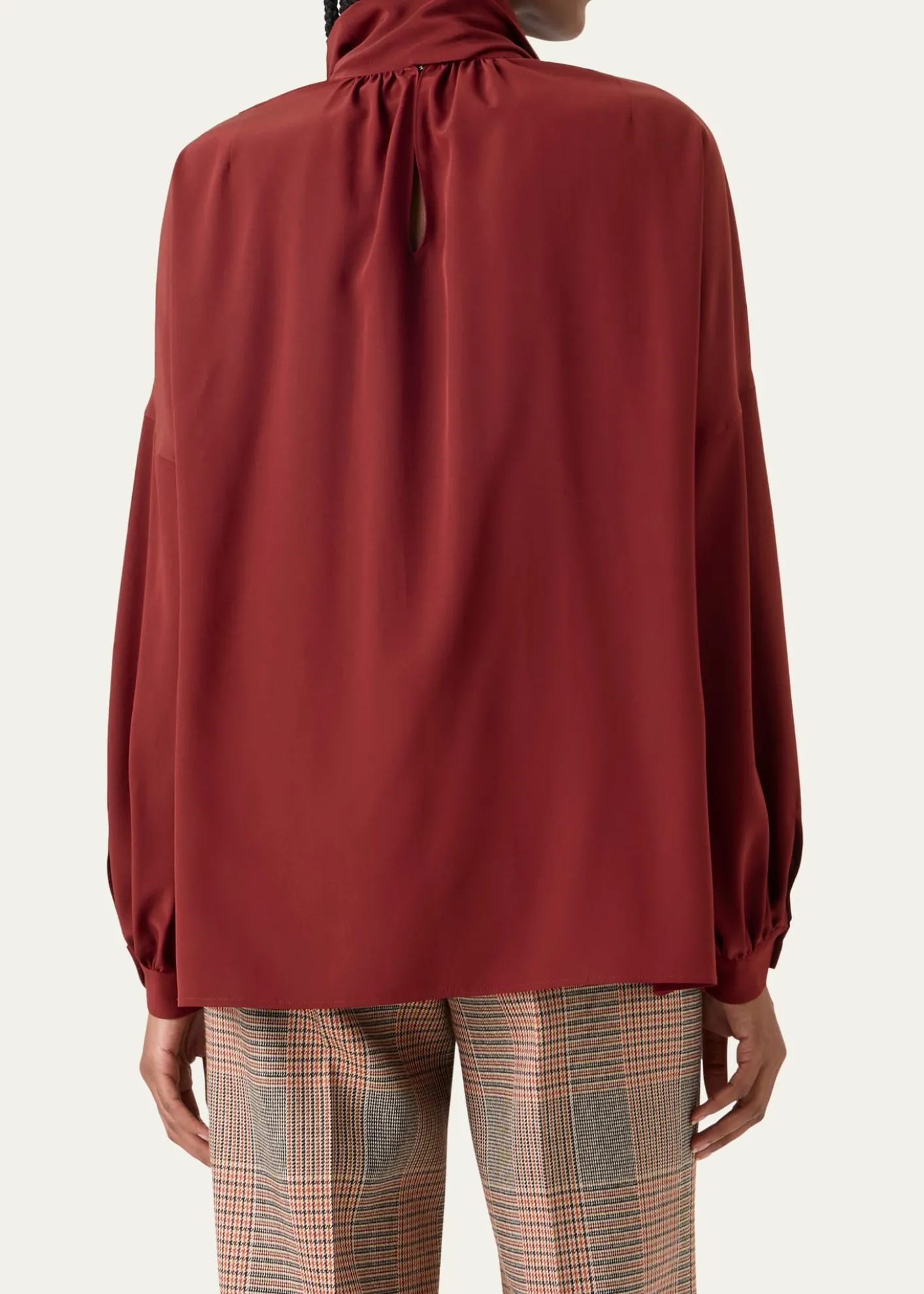 Akris puntoMock-Neck Bow Tie Silk Crepe De Chine Blouse