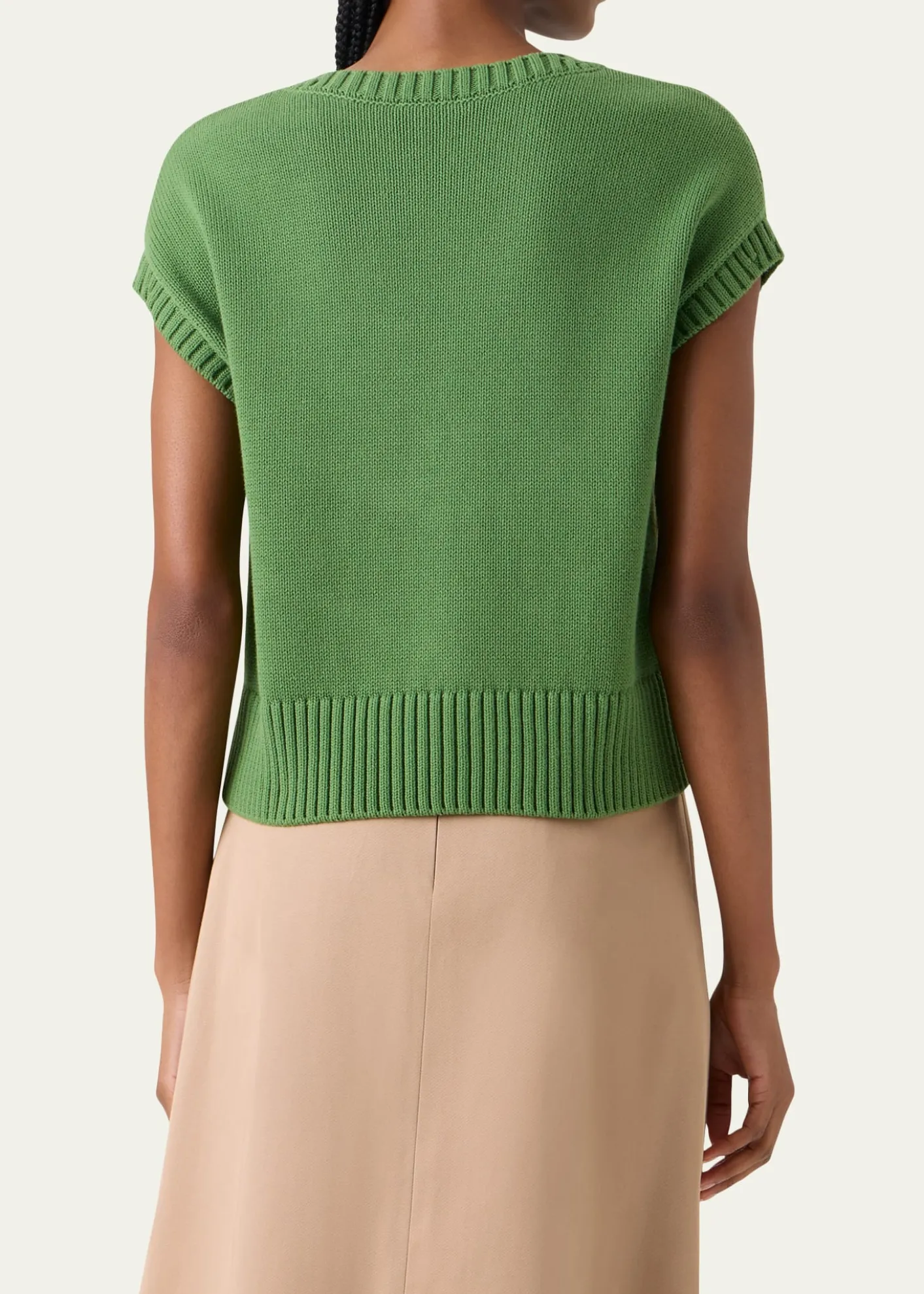 Akris puntoPapercut Flower Cotton Knit Cap-Sleeve Sweater
