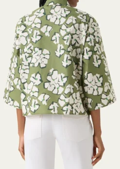 Akris puntoPapercut Flower Print Cotton Poplin Button-Down Shirt