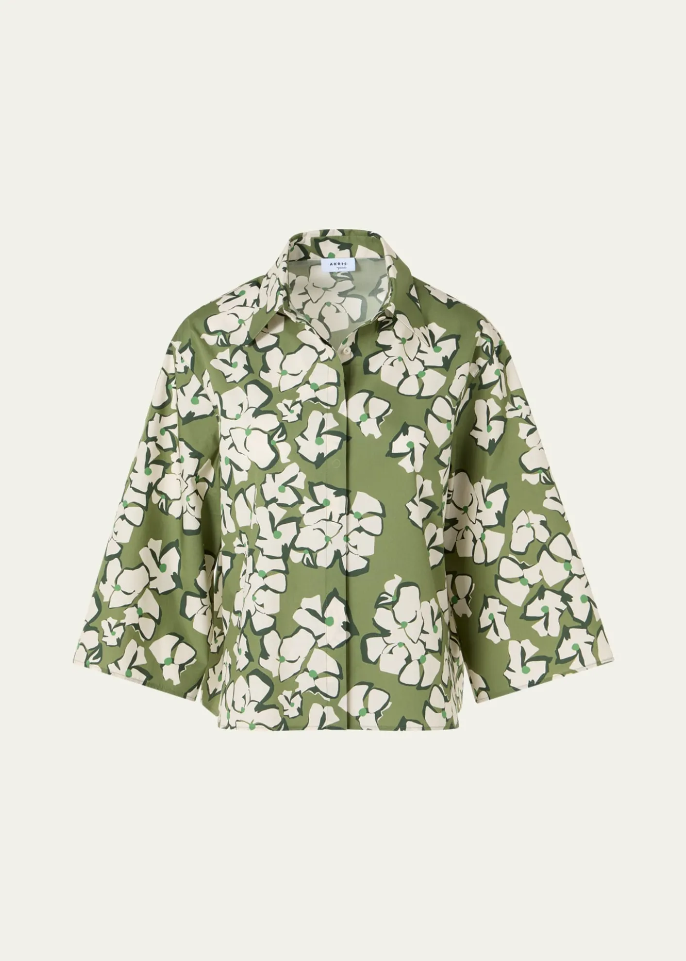 Akris puntoPapercut Flower Print Cotton Poplin Button-Down Shirt