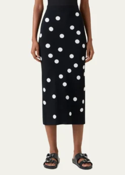 Akris puntoPolka Dot Knit Midi Tube Skirt