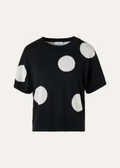 Akris puntoPolka-Dot Merino Wool Short-Sleeve Sweater