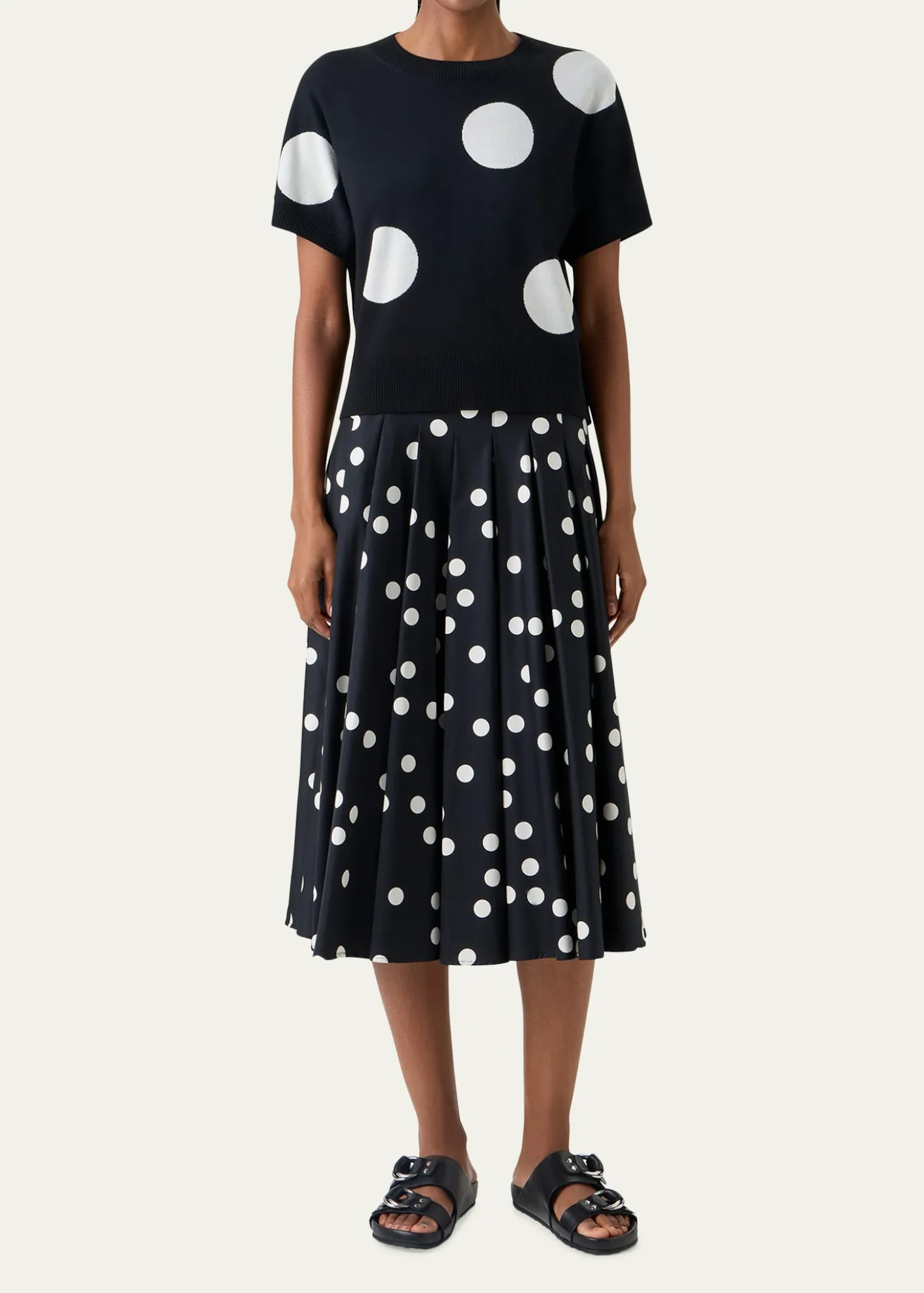 Akris puntoPolka-Dot Merino Wool Short-Sleeve Sweater