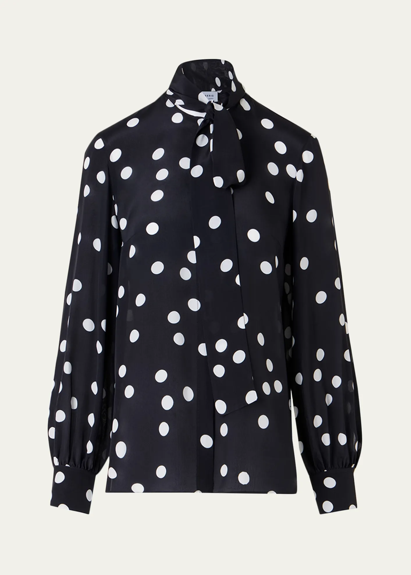 Akris puntoPolka Dot-Print Georgette Neck-Bow Blouse