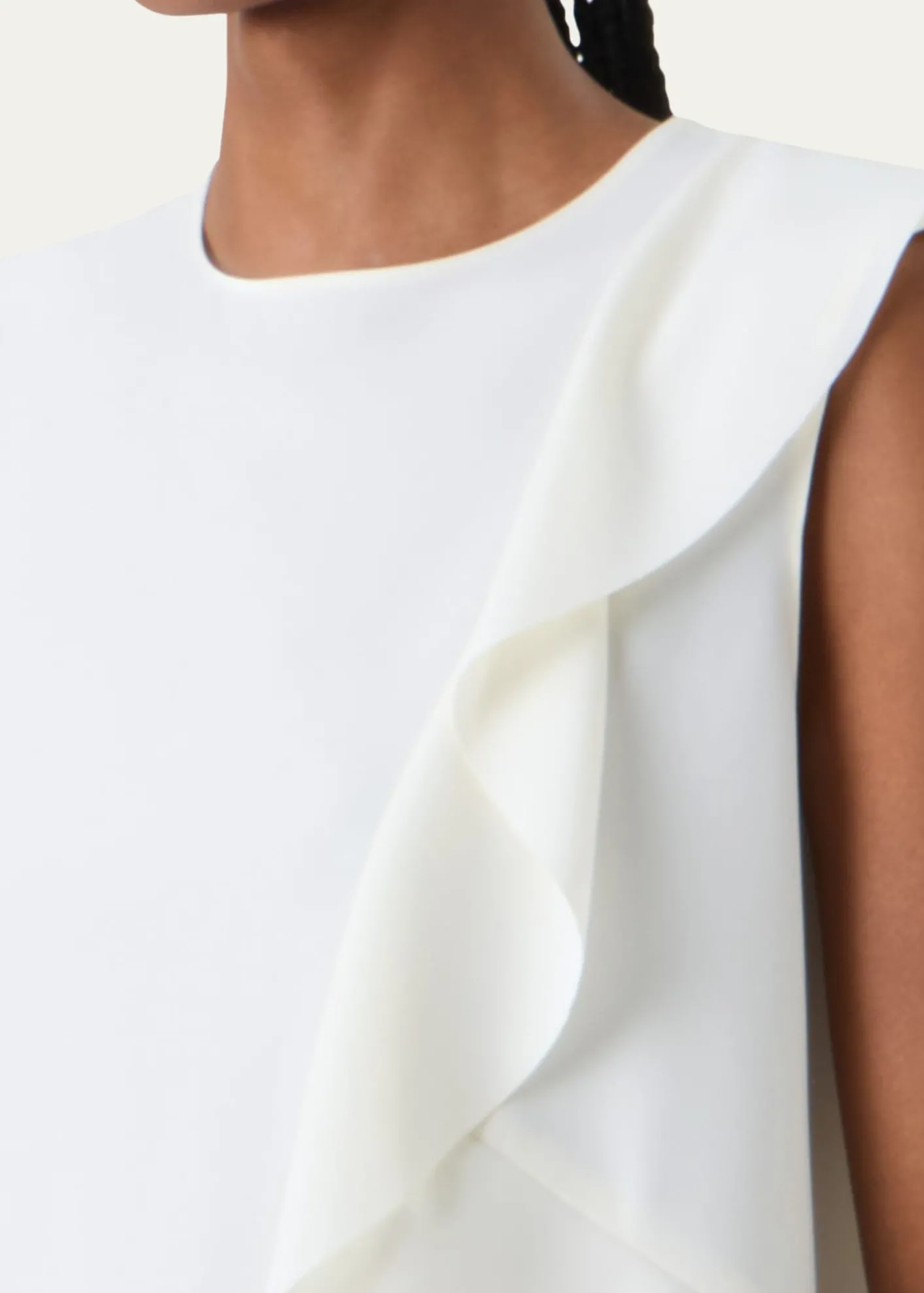 Akris puntoRuffle Lasercut Crepe Sleeveless Blouse