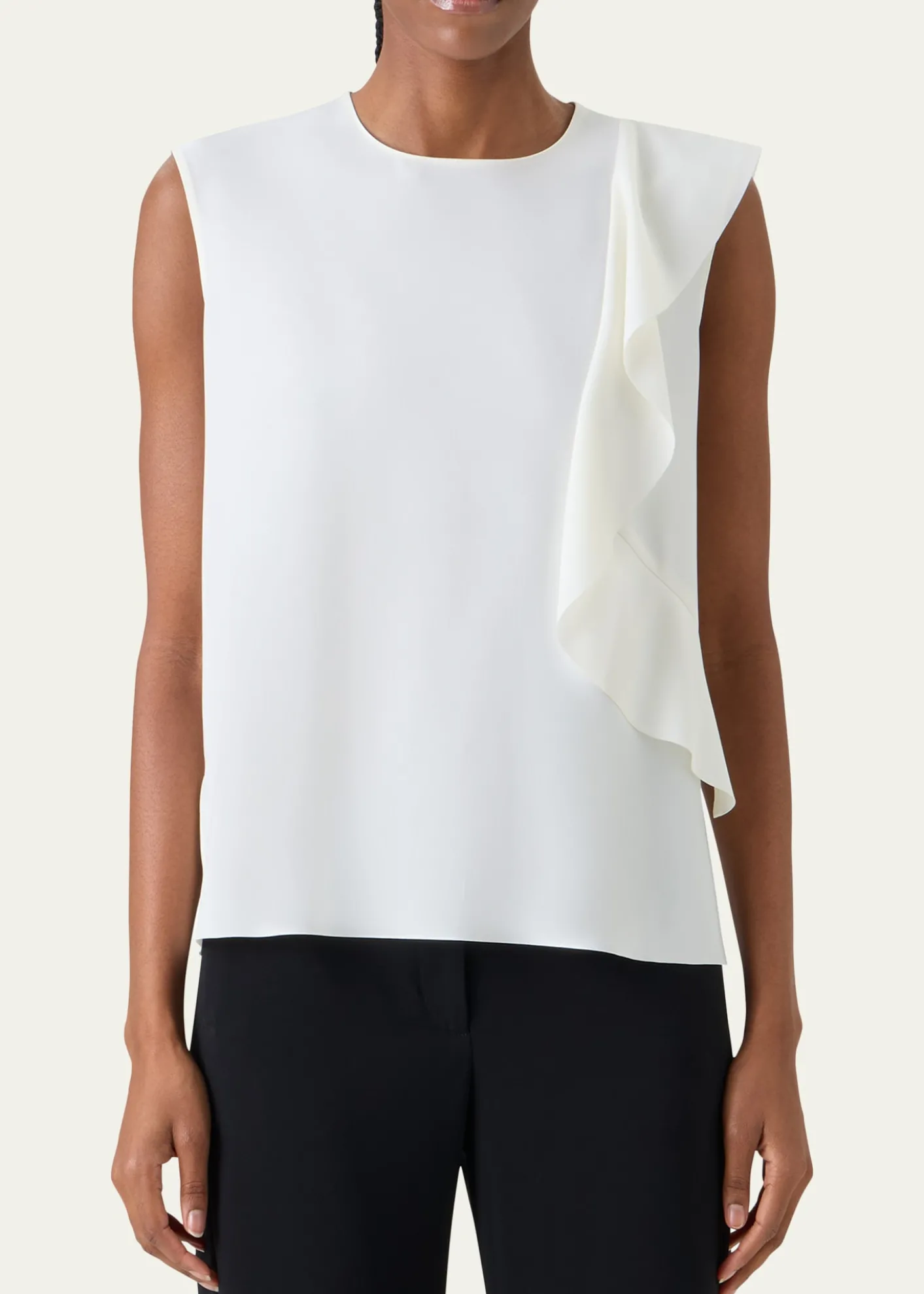 Akris puntoRuffle Lasercut Crepe Sleeveless Blouse