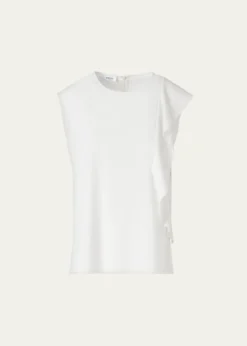 Akris puntoRuffle Lasercut Crepe Sleeveless Blouse