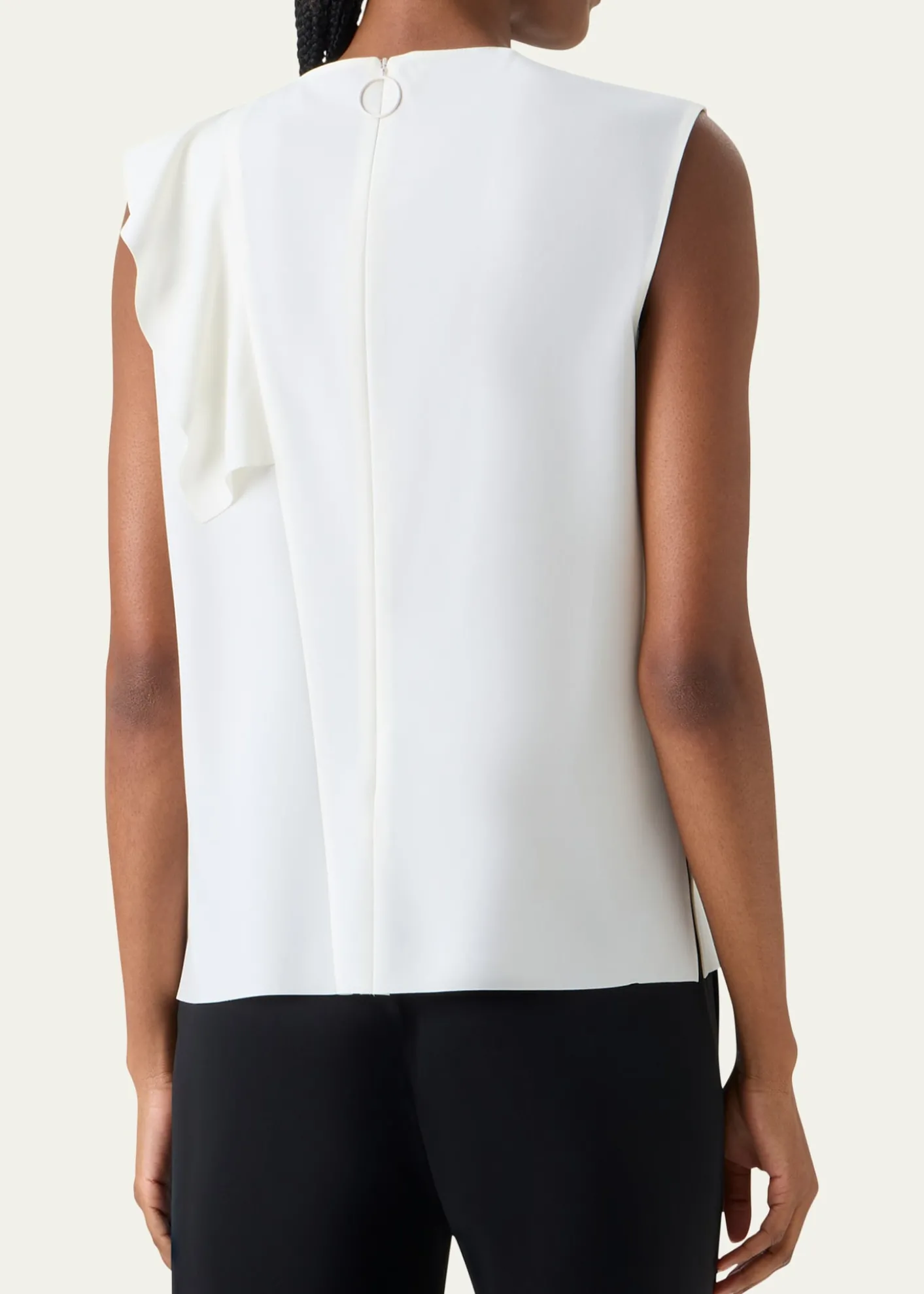 Akris puntoRuffle Lasercut Crepe Sleeveless Blouse