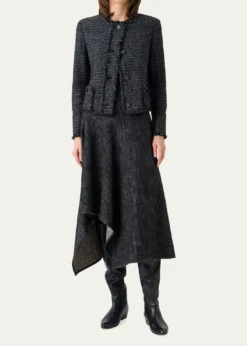 Akris puntoSingle-Breasted Cotton Tweed Collarless Jacket