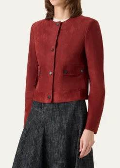 Akris puntoSingle-Breasted Suede Collarless Jacket