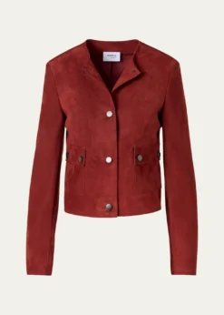 Akris puntoSingle-Breasted Suede Collarless Jacket