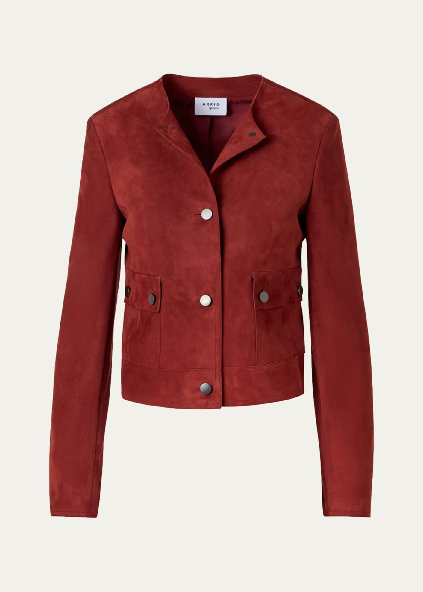Akris puntoSingle-Breasted Suede Collarless Jacket