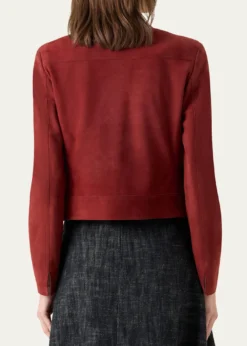 Akris puntoSingle-Breasted Suede Collarless Jacket