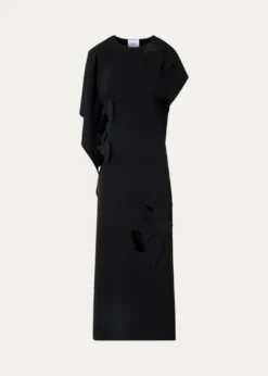 Akris puntoSleeveless Asymmetric Draped Papercut Flower Crepe Midi Dress